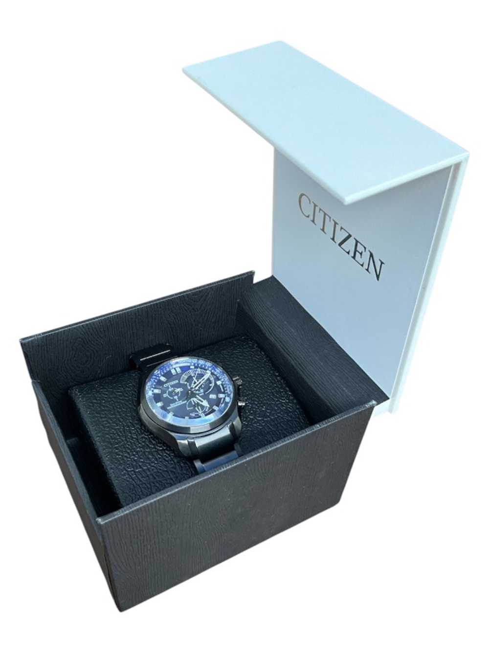 Citizen Eco-Drive E820-R014447 Chronograph Blue Dial Solar Perpetual Calendar